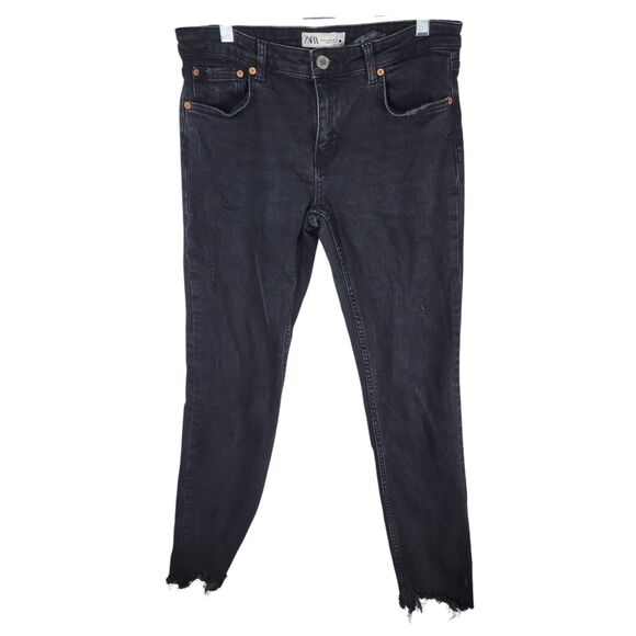 ZARA Womens Size 8 Black Solid Skinny Jeans - Picture 1 of 10